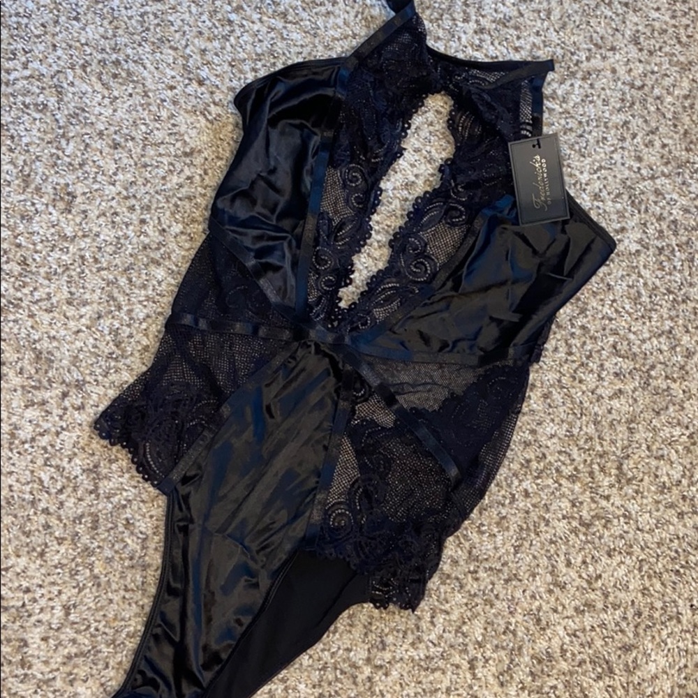 Lace Satin and Mesh Bodysuit from Fredericks
